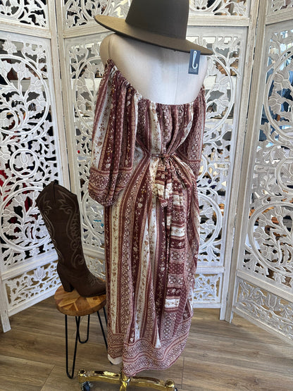 Off Shoulder Bohemian Dress- Stretchy, Estira