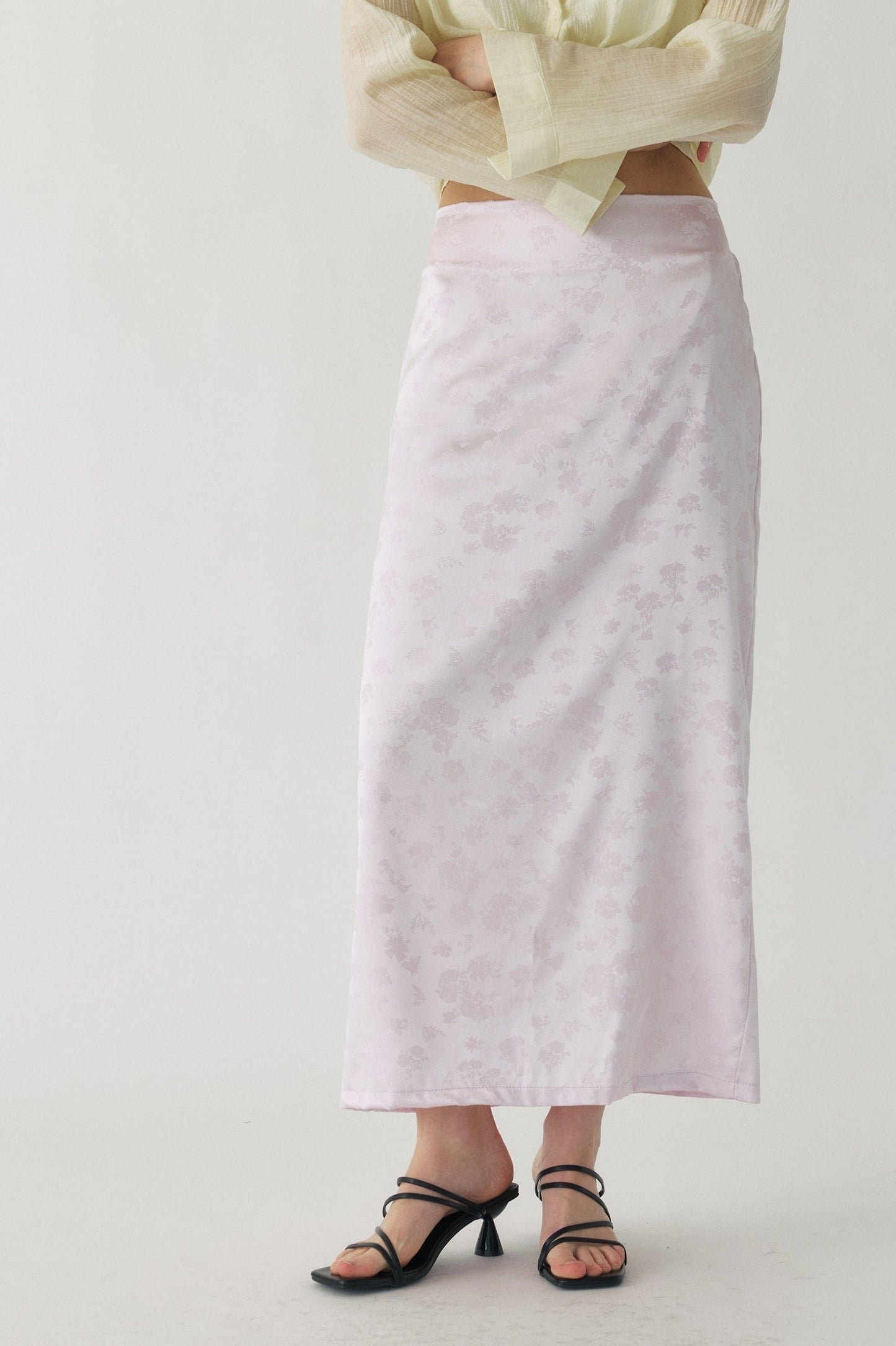 Rosalie Satin Jacquard Midi Skirt