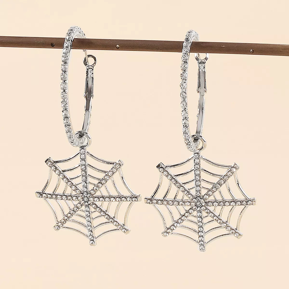 Spider Web Dangle Hoop Earrings