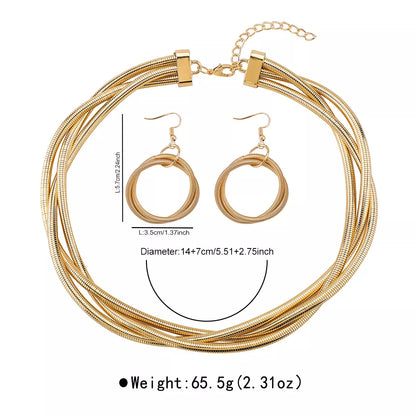 Multi-Layered Earrings and Necklace Jewelry Set