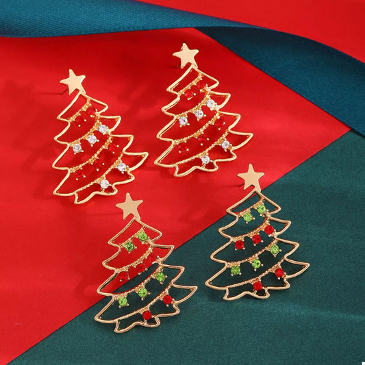 18K Gold-Plated Christmas Tree Earrings