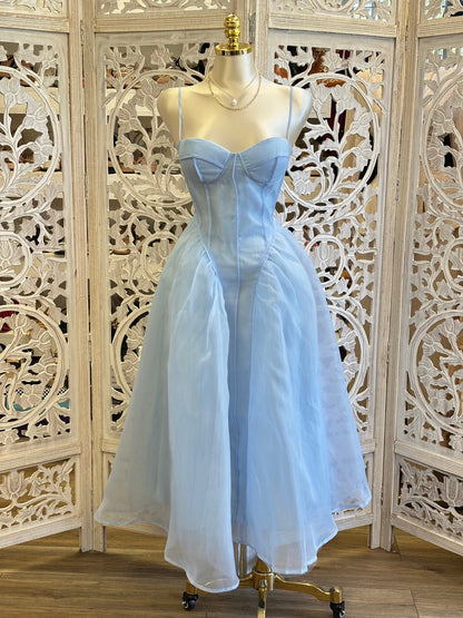 Blue Corset Tulle Dress- No Estira, Not Stretchy