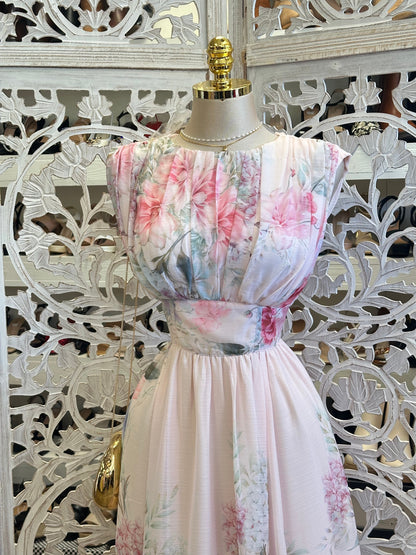 Boat Neck Floral Maxi  Pastel Dress-Stretchy, Estira