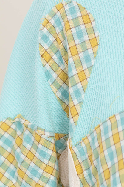 Aqua Colorblock Oversized Pullover Knit Top