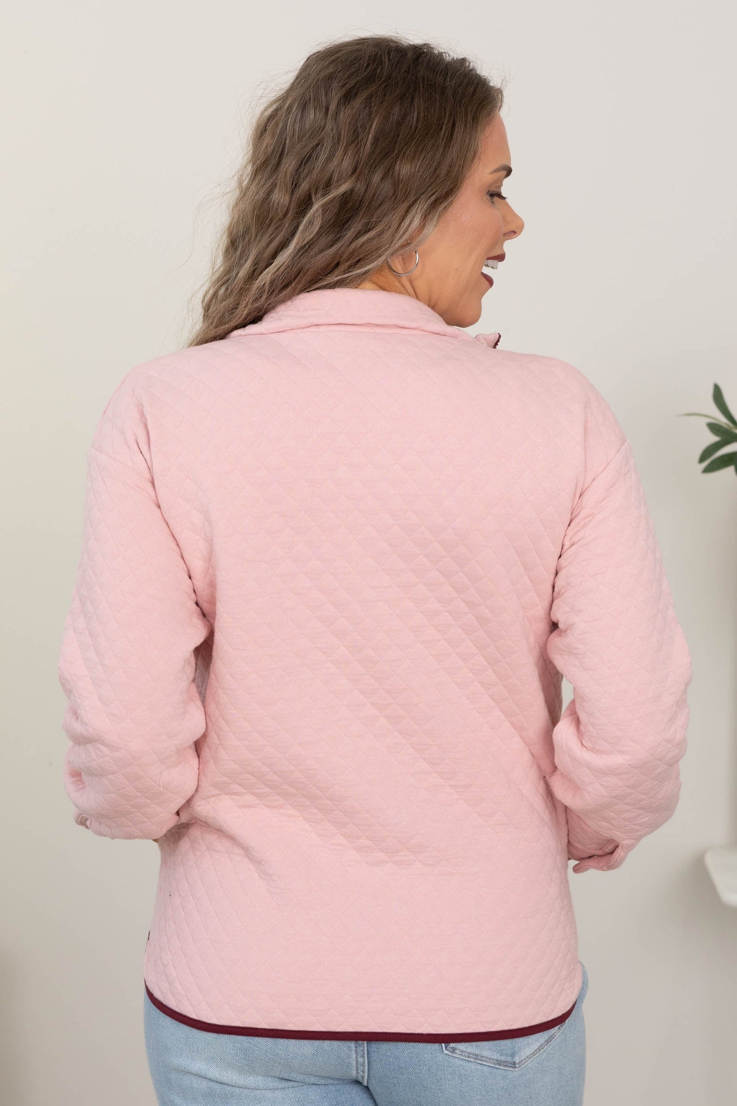 Blush Quilted Jacket With Side Pockets