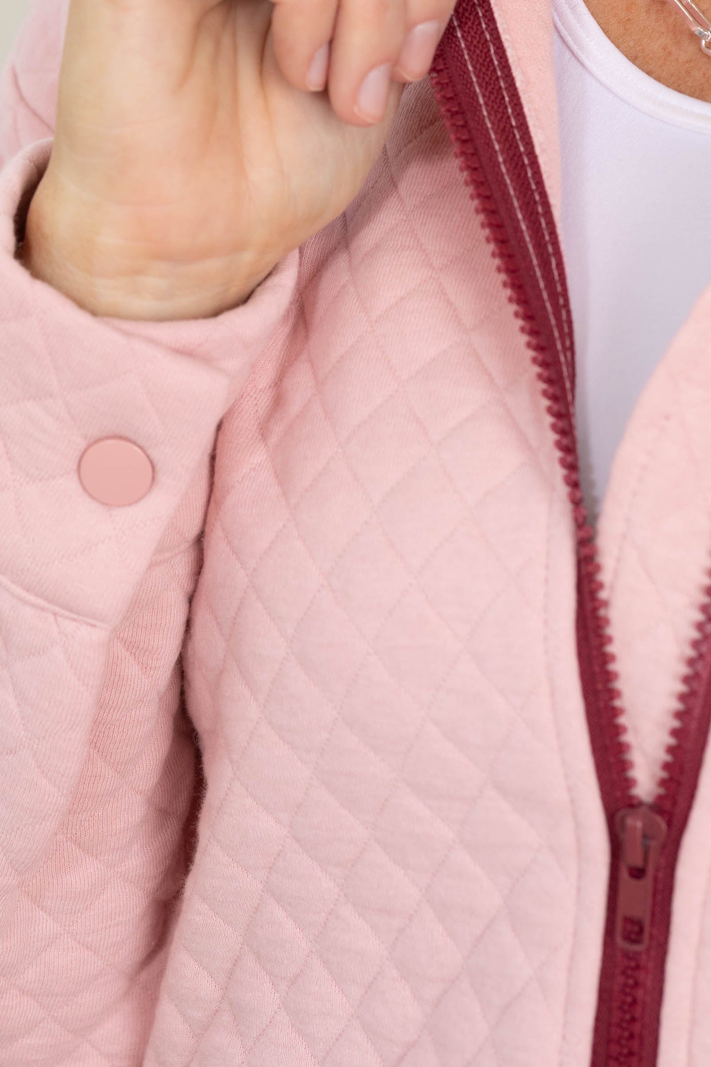 Blush Quilted Jacket With Side Pockets