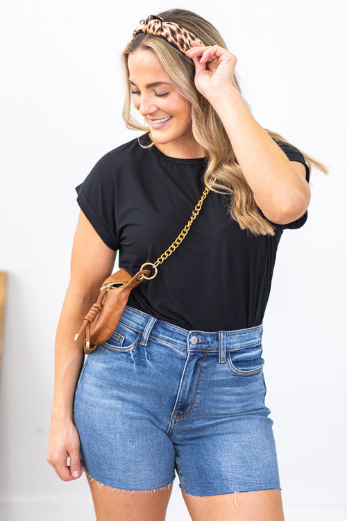 Black Classic Fit Bamboo Knit Top