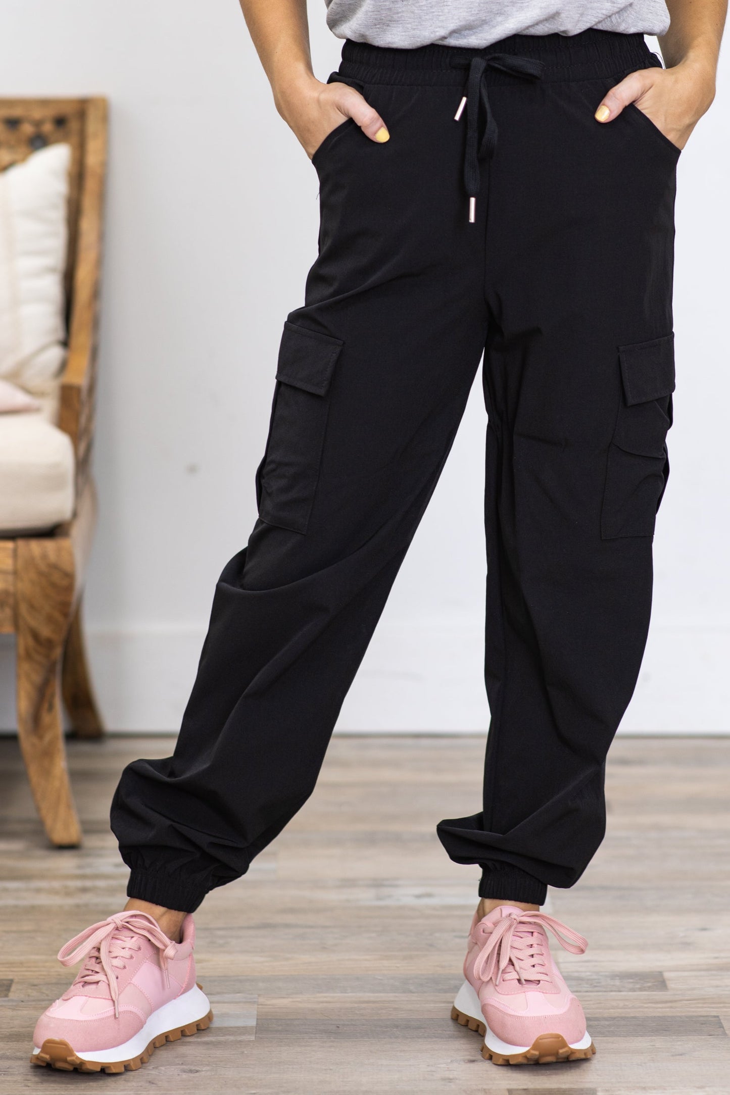 Black Lightweight Cargo Joggers