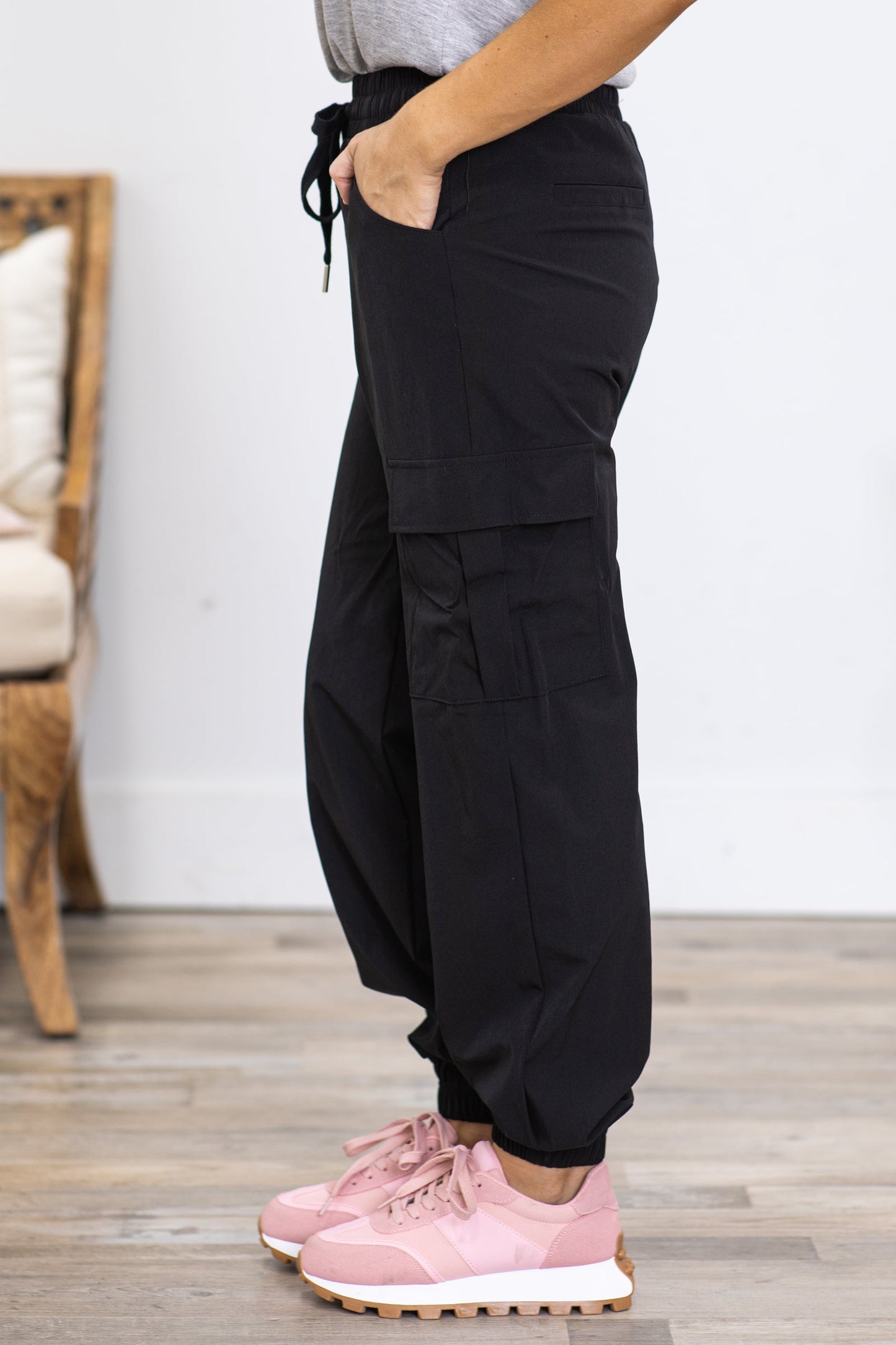 Black Lightweight Cargo Joggers
