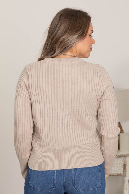 Ash Mocha Two Tone Zip Up Sweater