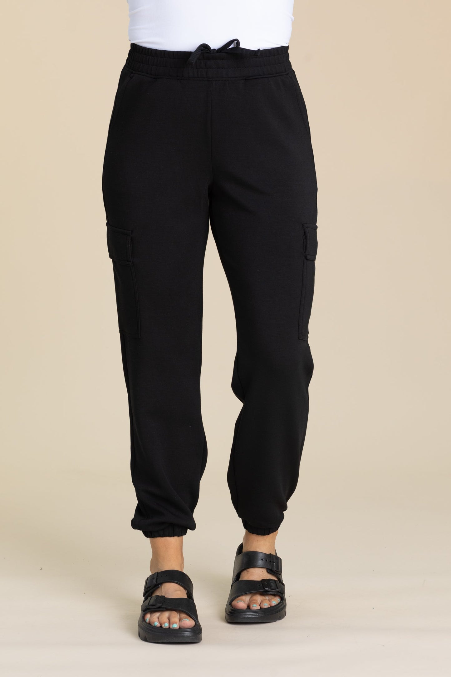 Black Modal Scuba Cargo Jogger Pants