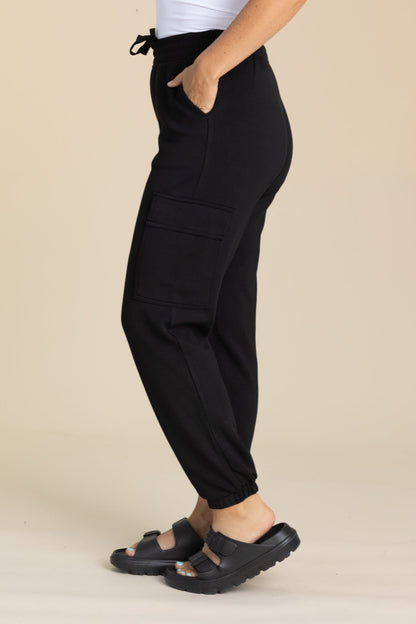 Black Modal Scuba Cargo Jogger Pants
