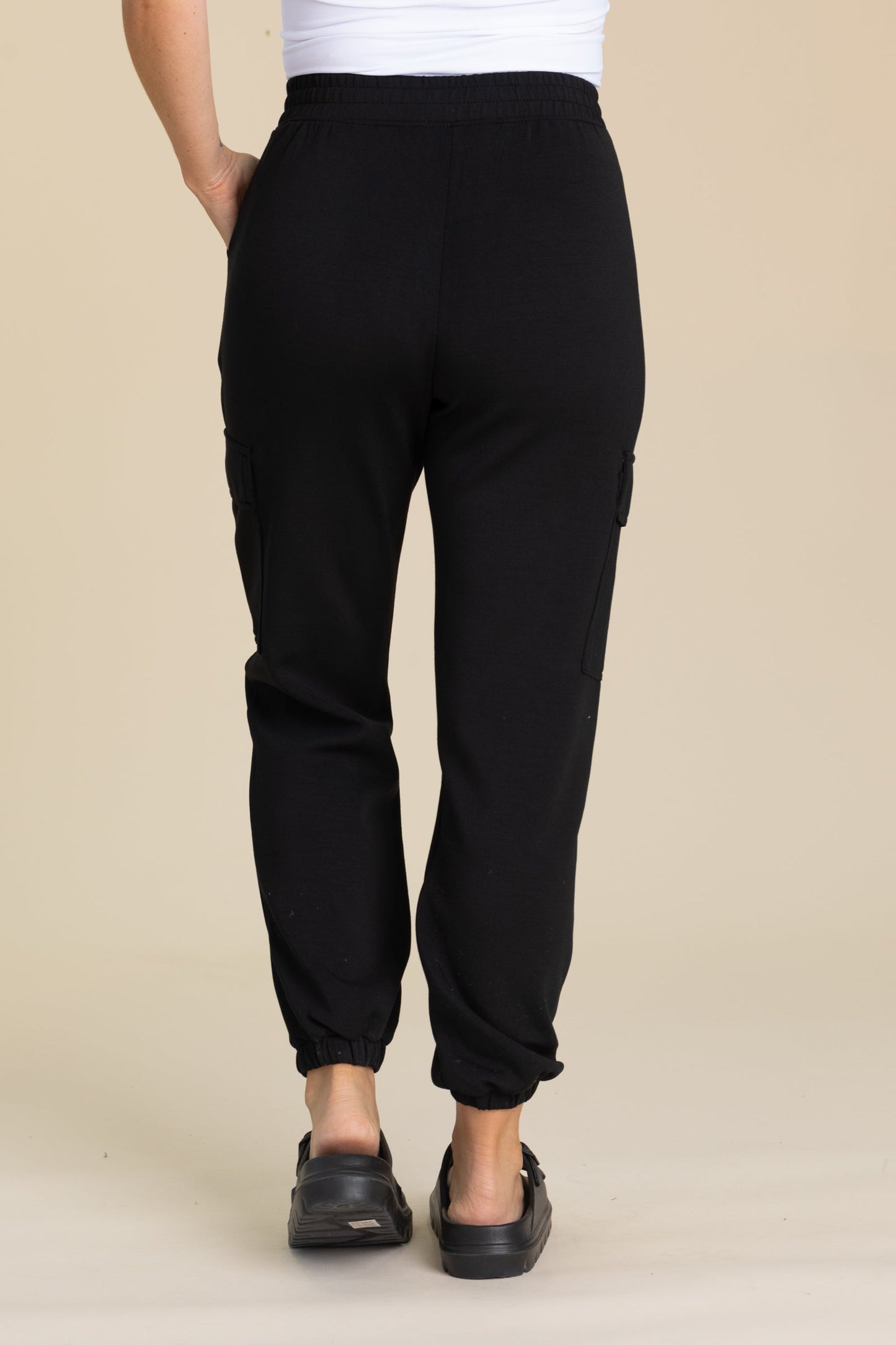 Black Modal Scuba Cargo Jogger Pants