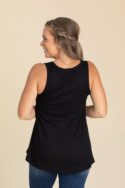 Black Knit Tank Top With Studded Design