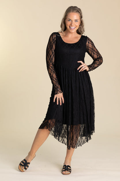 Black Long Sleeve Lace Dress