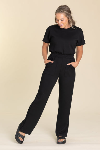 Black Modal Short Sleeve Jumpsuit