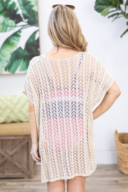 Beige Crochet Detail Swimsuit Cover Up