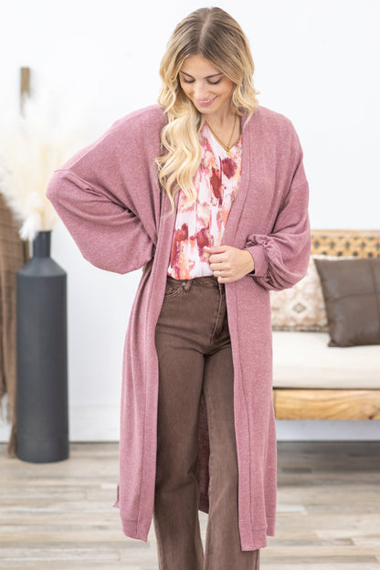 Balloon Sleeve Long Knit Cardigan