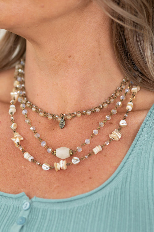 Beige And Bronze Layered Necklace