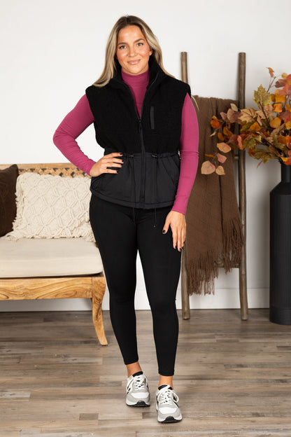 Black Sherpa Puffer Vest