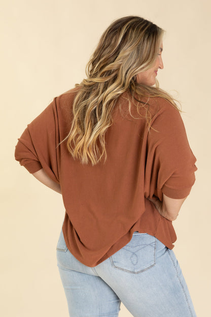 Boatneck Dolman Quarter Sleeve Knit Tops