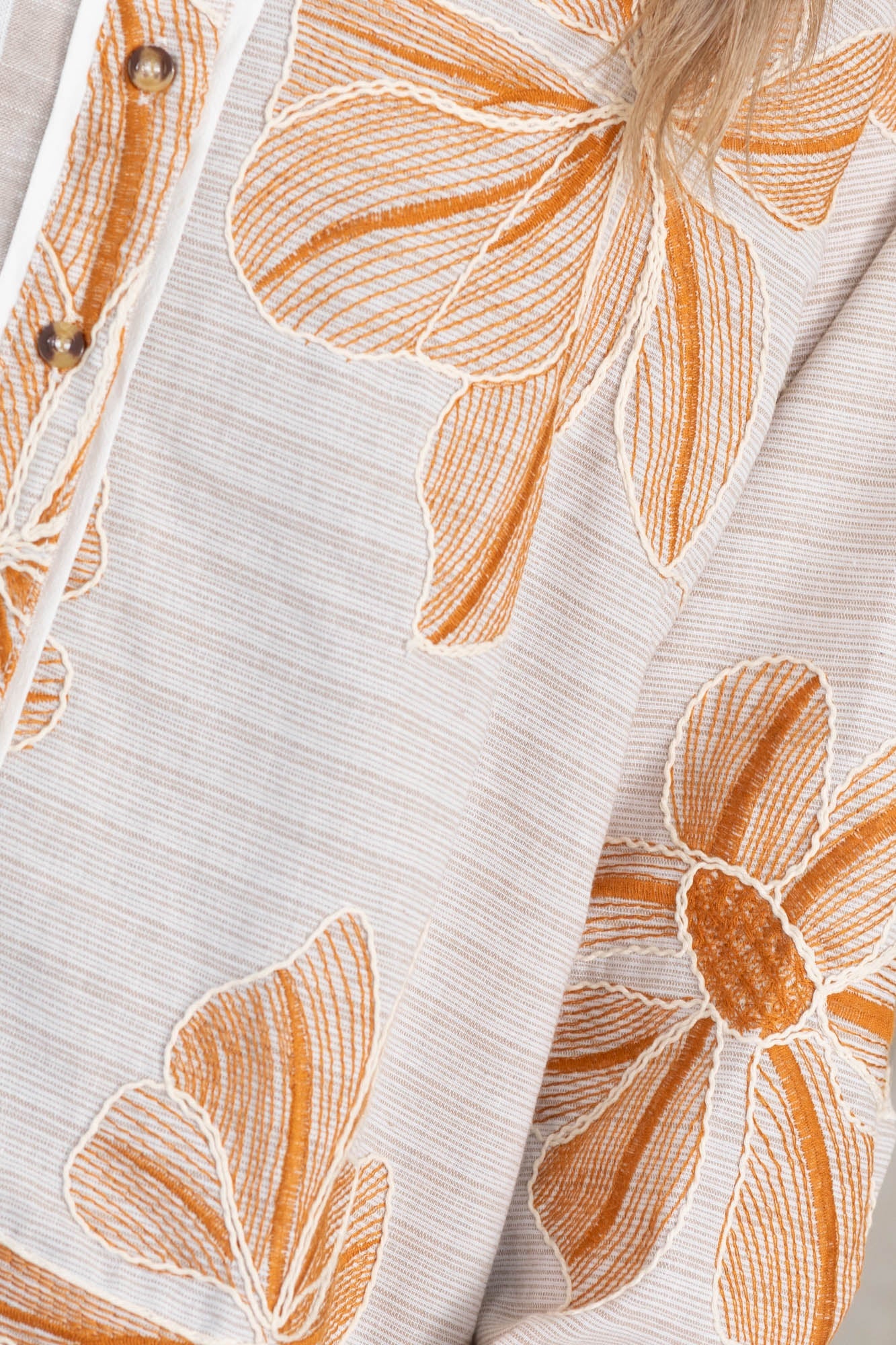 Beige Mixed Print Button Down Top