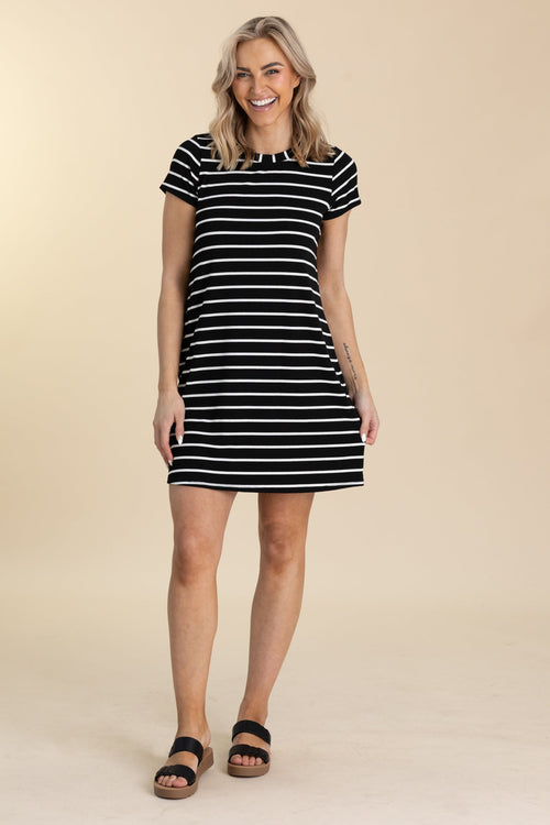 Black And White Stripe T-Shirt Dress
