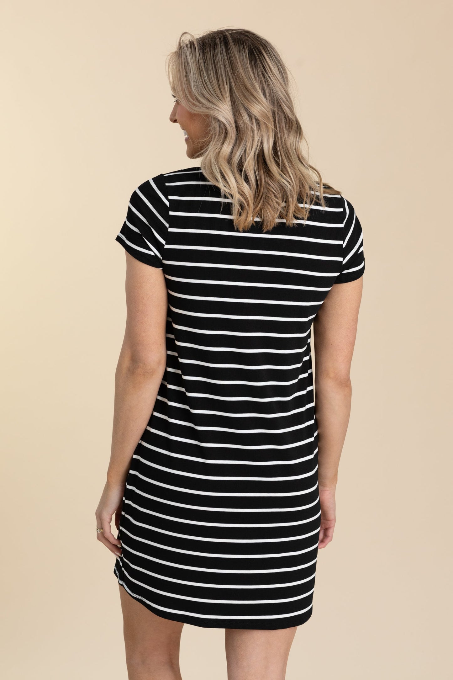 Black And White Stripe T-Shirt Dress