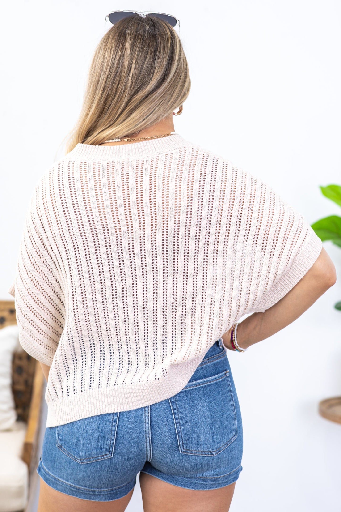 Beige Loose Fit Dolman Sleeve Knit Top