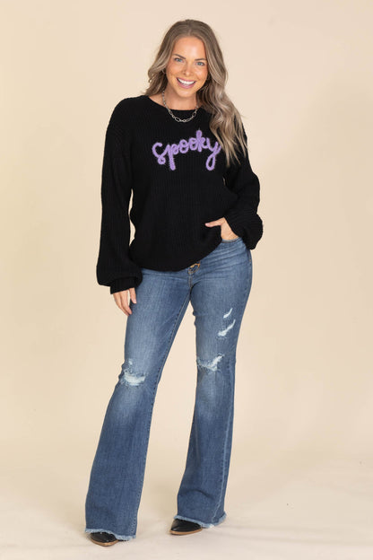 Black Spooky Knit Sweater