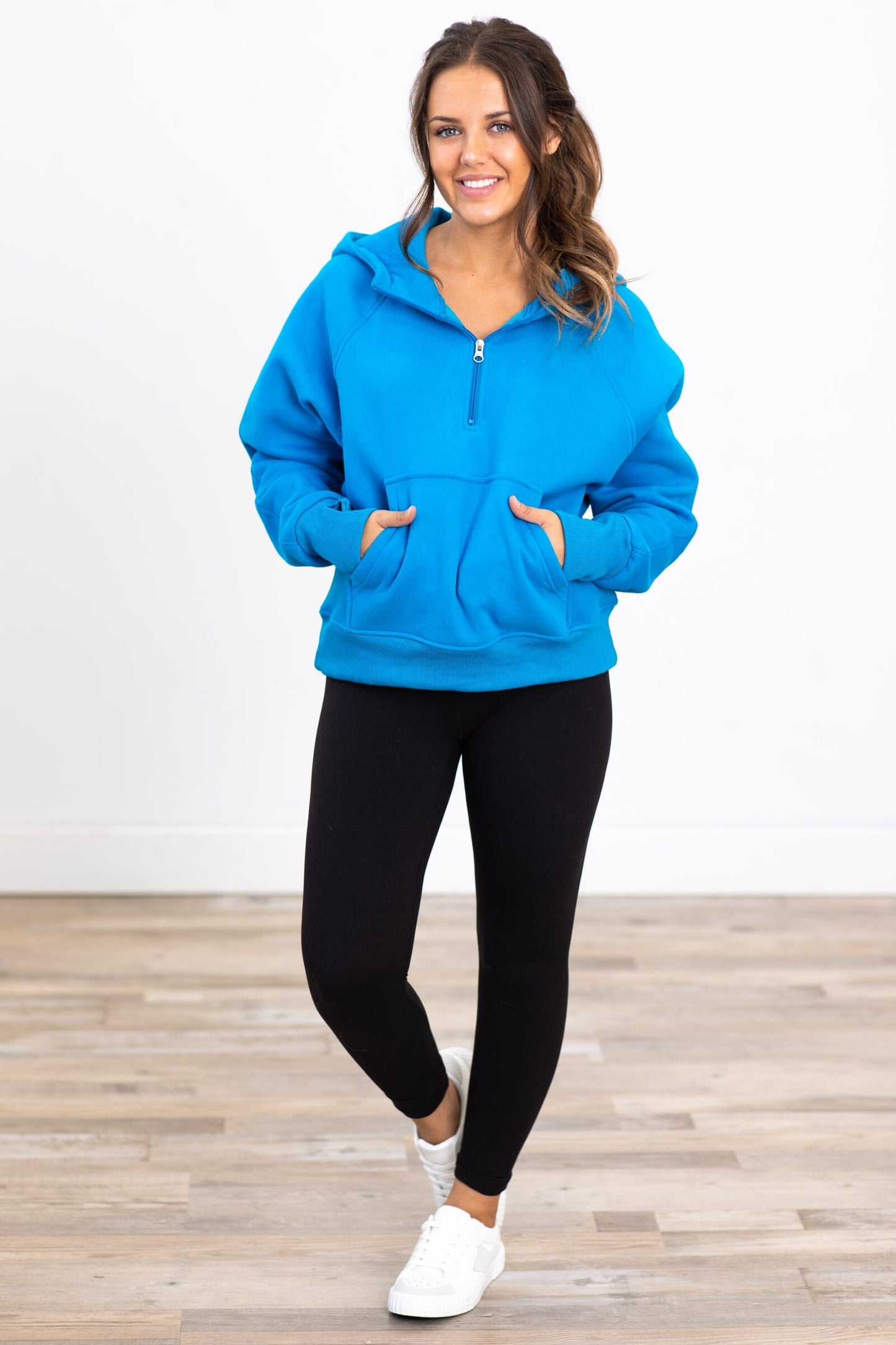 Blue 1/2 Zip Fleece Hoodie