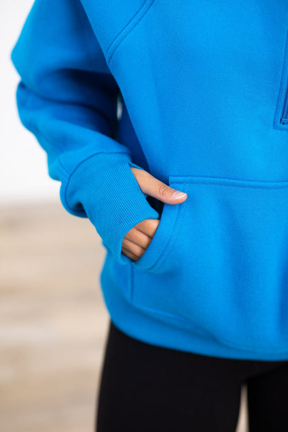 Blue 1/2 Zip Fleece Hoodie