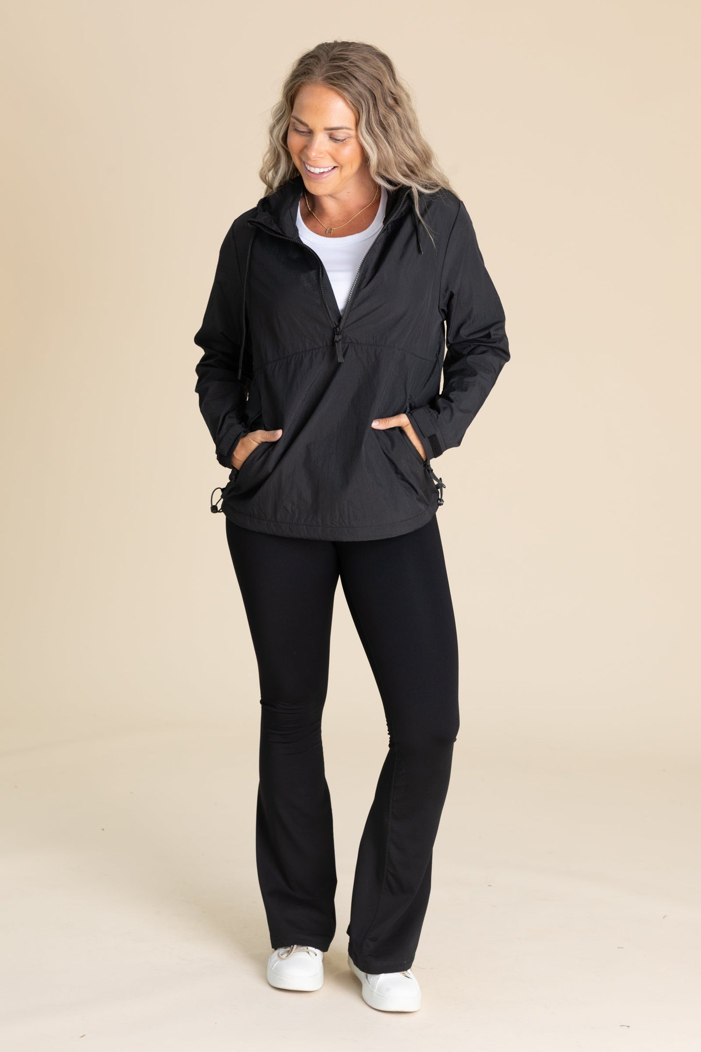 Black Half-Zip Nylon Active Jacket