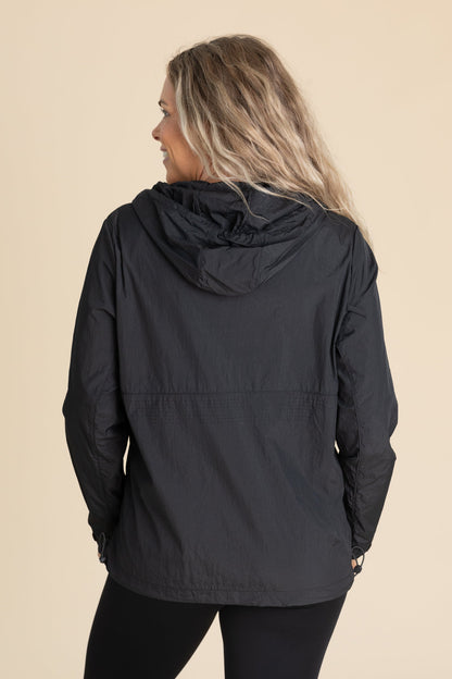 Black Half-Zip Nylon Active Jacket