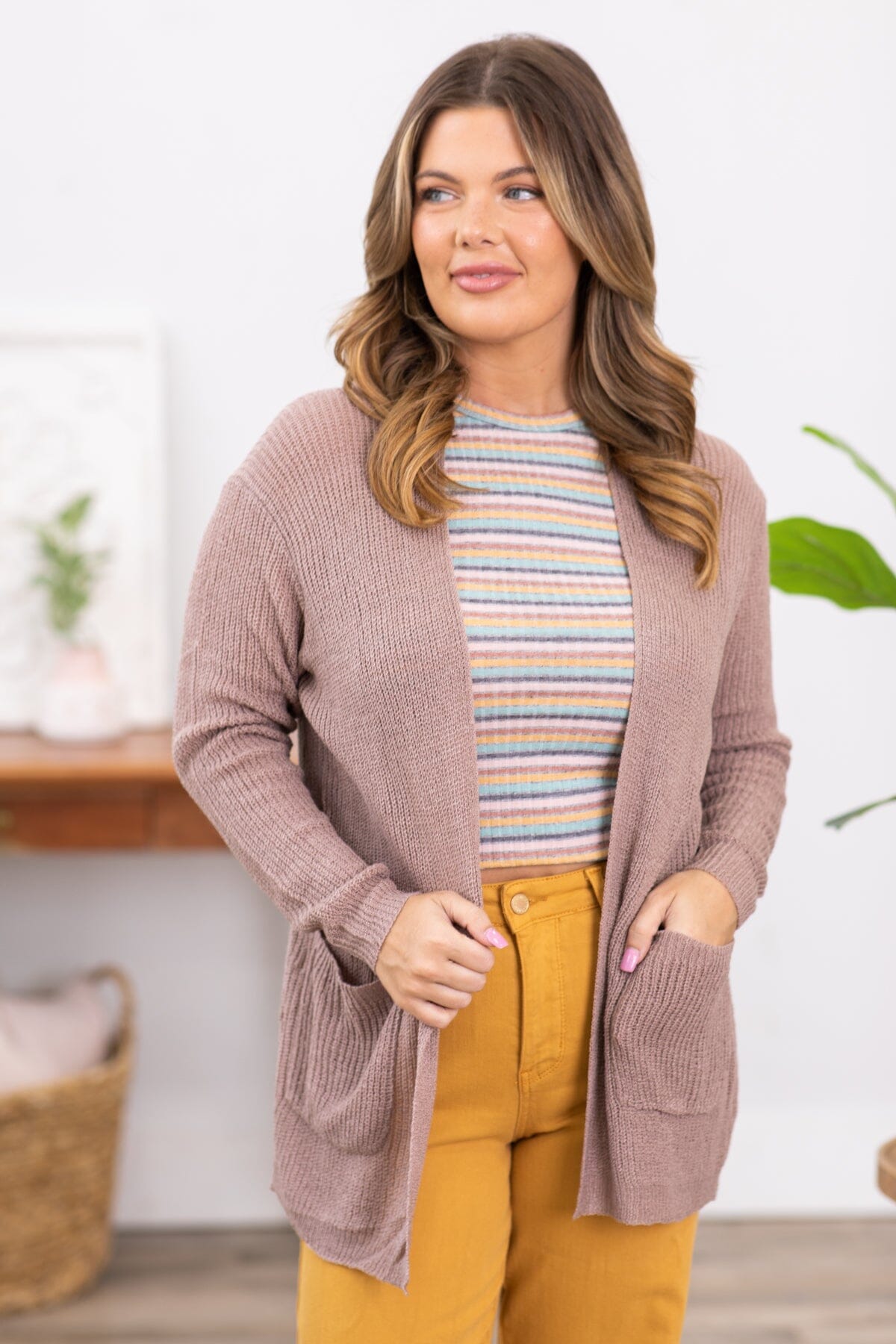 Aqua and Mustard Multicolor Stripe Tank