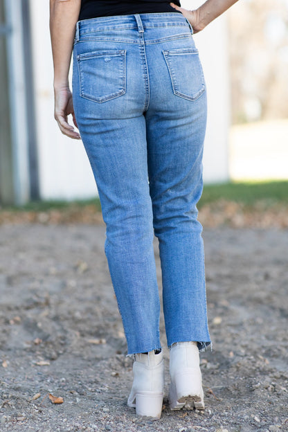 Artsal High Rise Slim Straight Ankle Jeans