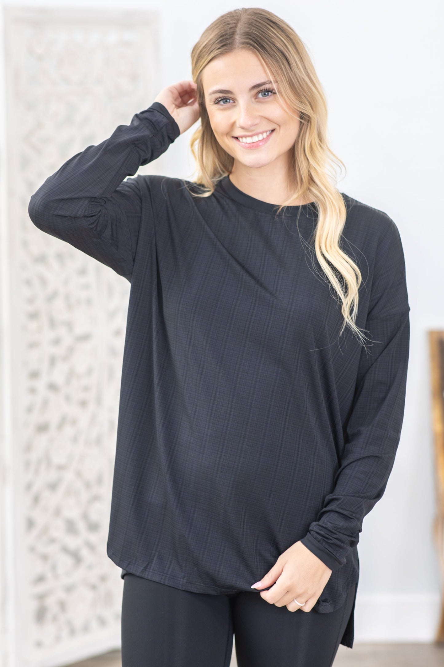 Black Knit Top With Side Slits
