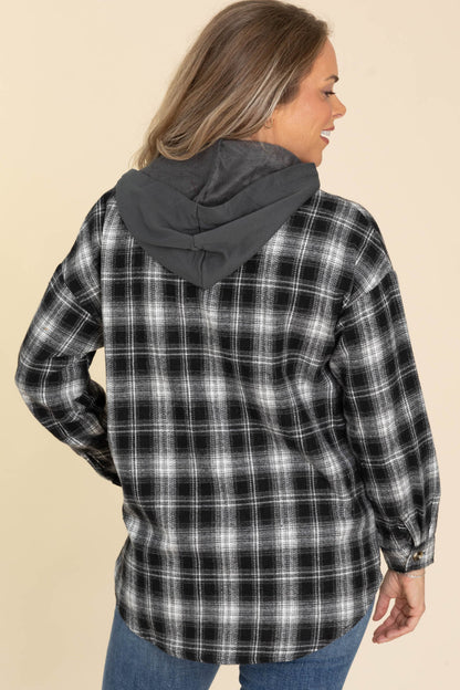 Black Twofer French Terry Plaid Jacket