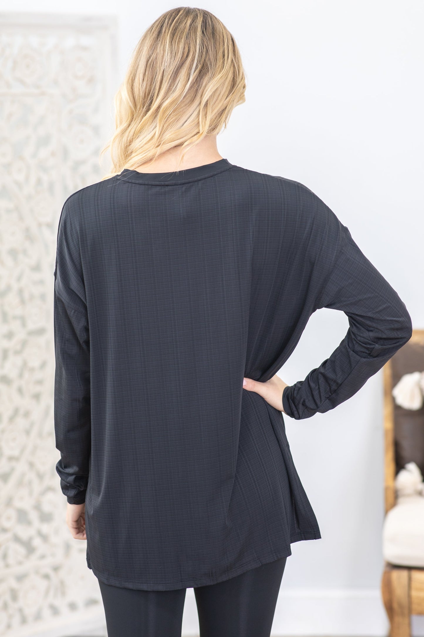 Black Knit Top With Side Slits