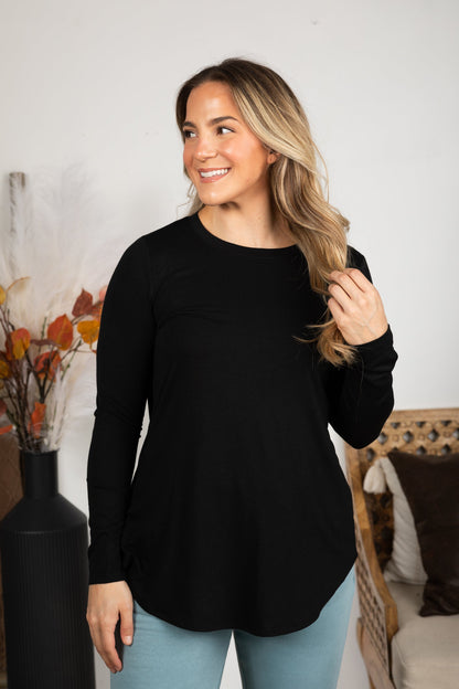 Basic Round Hem Knit Long Sleeve Top
