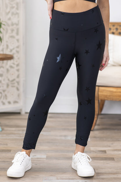 Black Star Foil High-Waisted Leggings