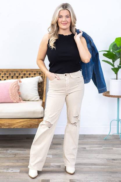 Beige The 90s Straight Leg Jeans