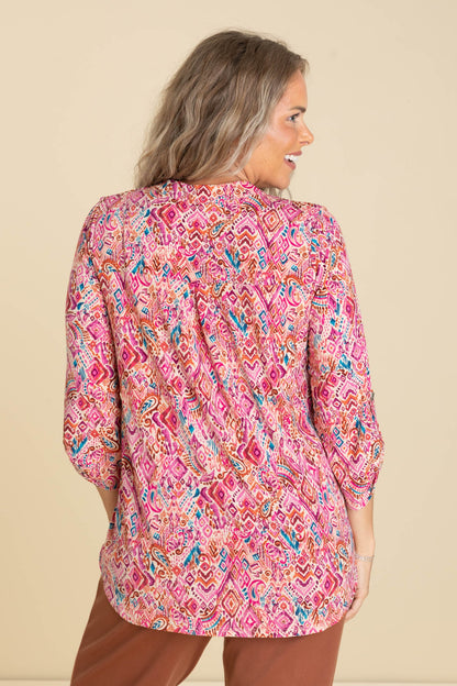 Beige Printed Lizzy Wrinkle Free Top