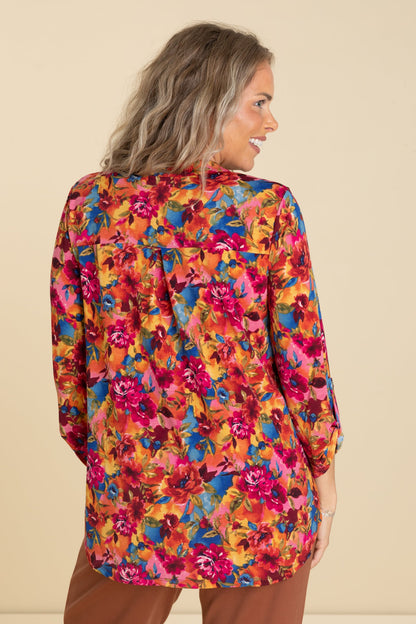 Berry Multicolor Print Lizzy Wrinkle Free Top