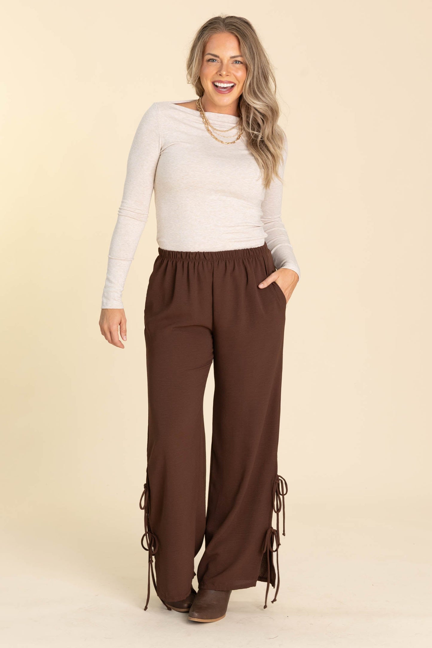 Basic Boat Neck Long Sleeve Knit Tops