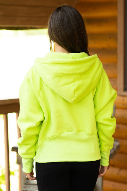 Bright Green 1/4 Zip Hooded Sweatshirt
