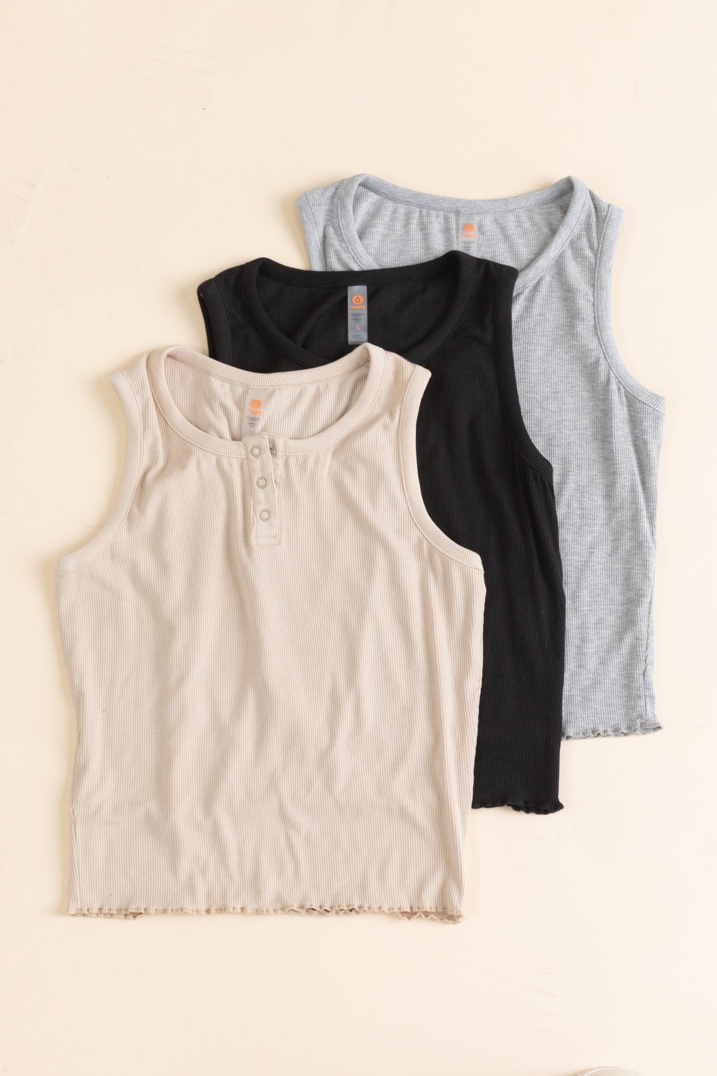 Bamboo Blend Henley Ribbed Knit Tank Tops