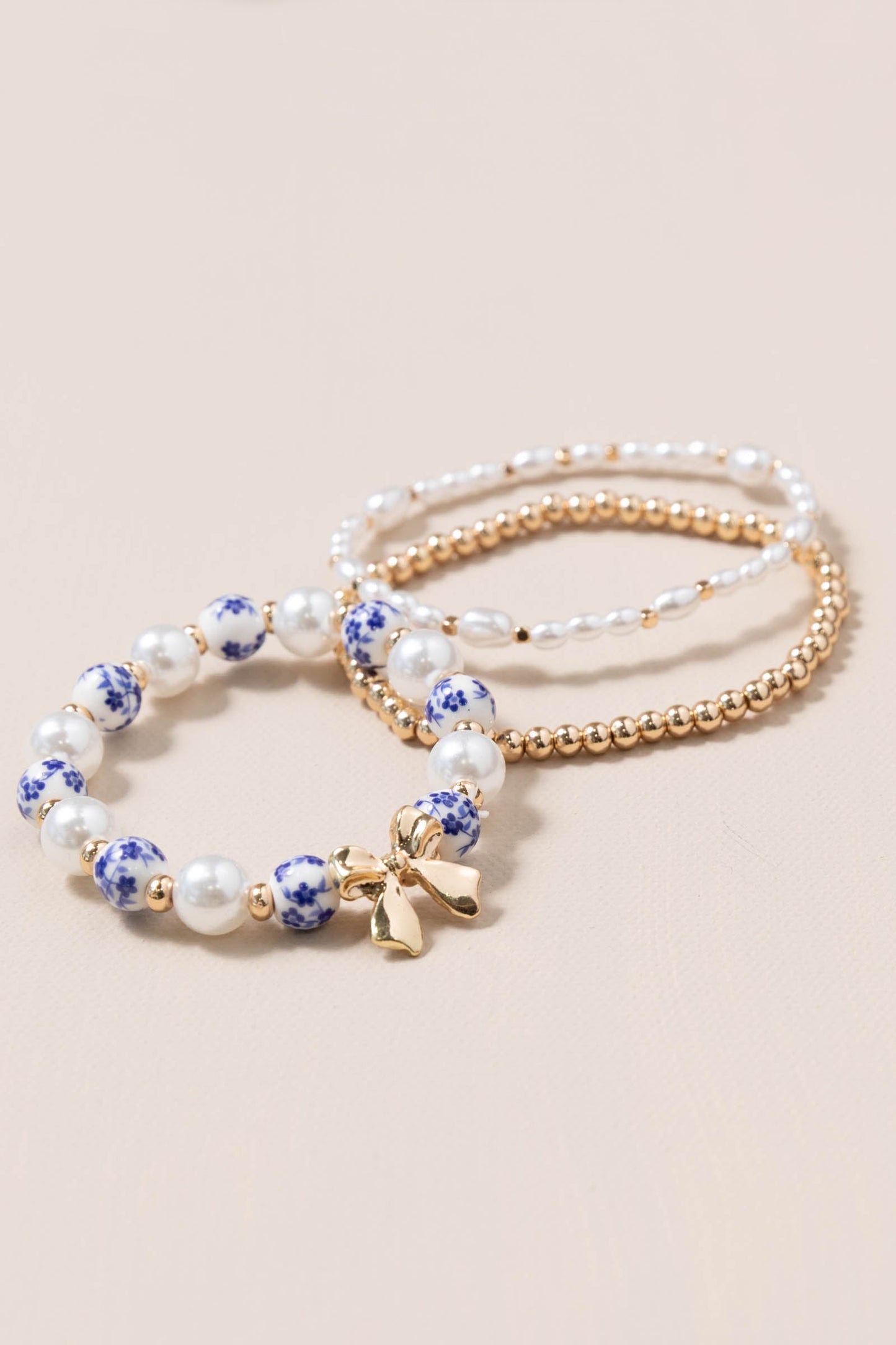 Blue Ceramic Layer Stretch Bracelet Set