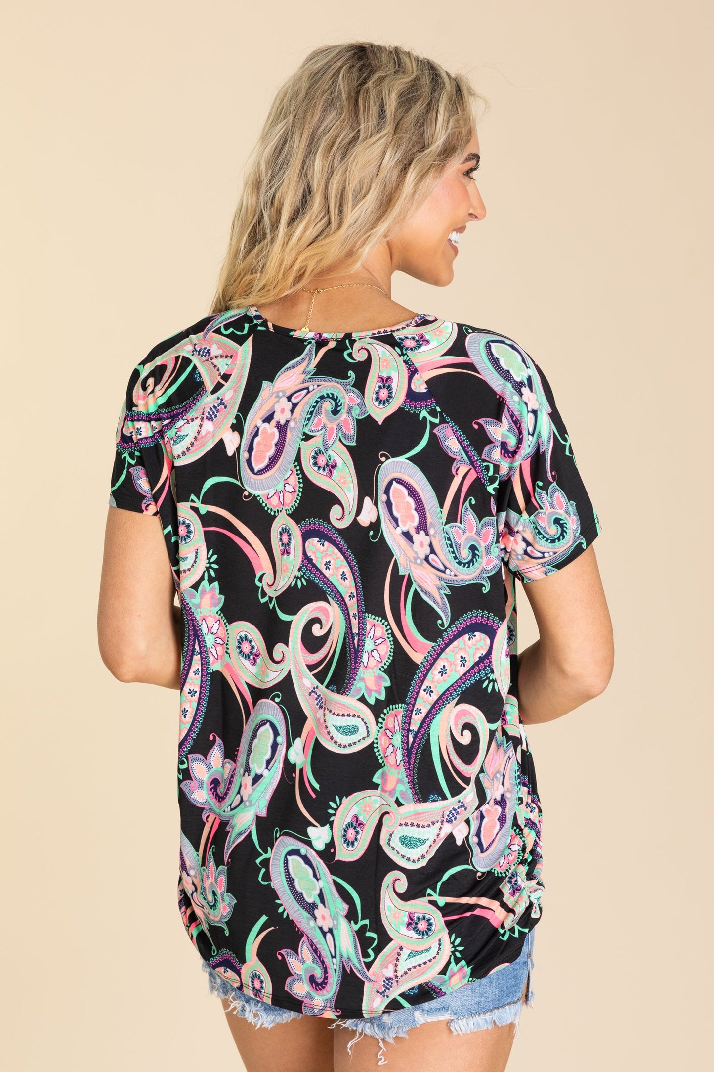 Black With Swirl Print Knit Top