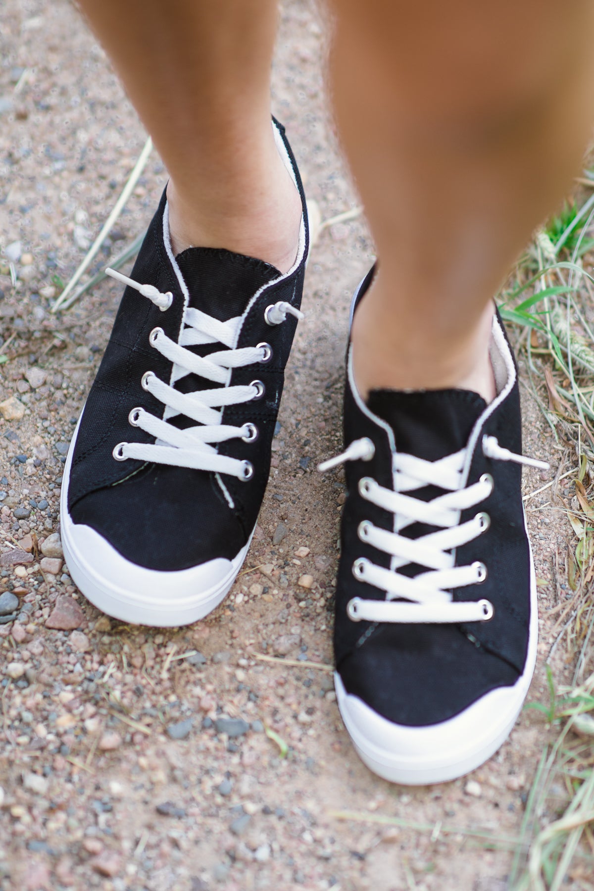 Black and White Lace Up Sneakers